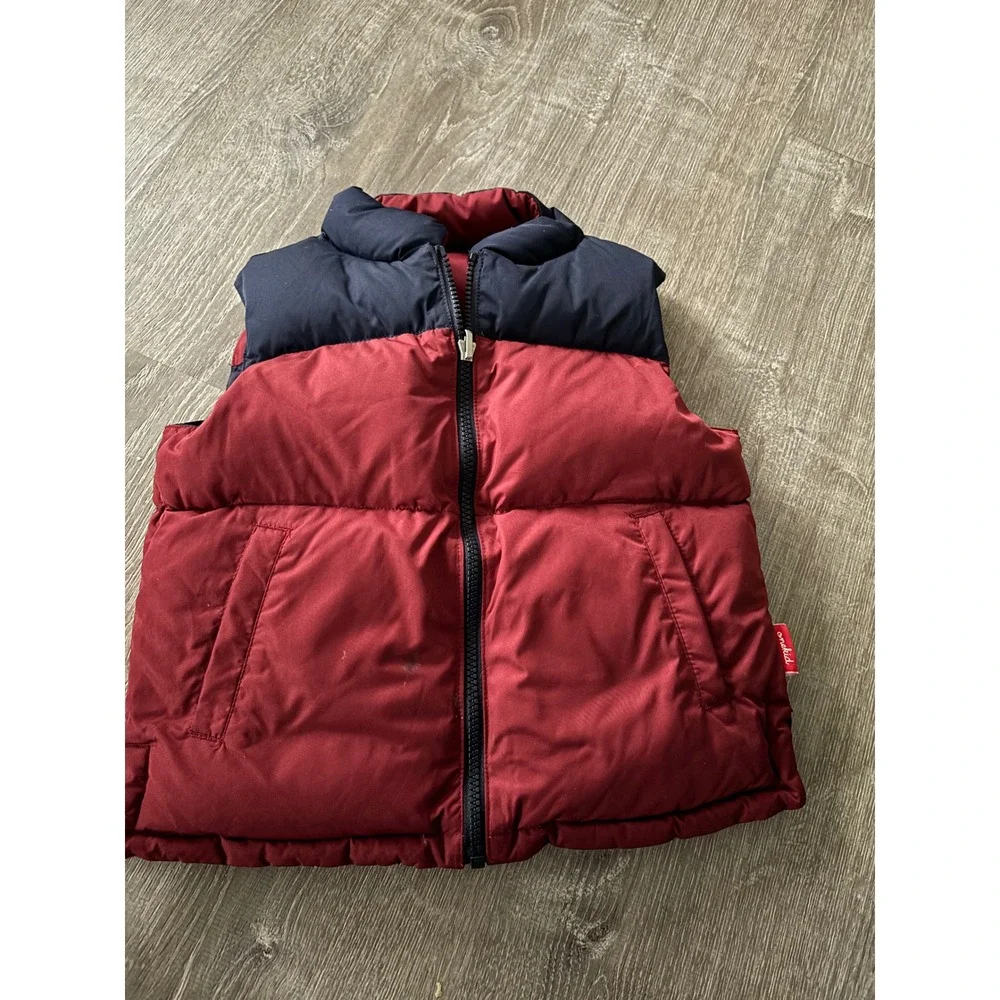 OneKid Puffer Vest Navy Red Sz 6 Kids Zip Front Outdoor Warm‎ Car Seat Coat